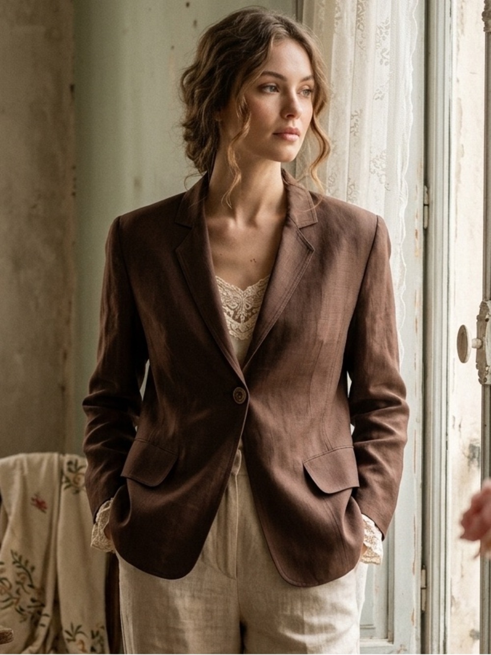 Vintage Peter Nygard Silk-Linen Single Button Blazer - Size 8